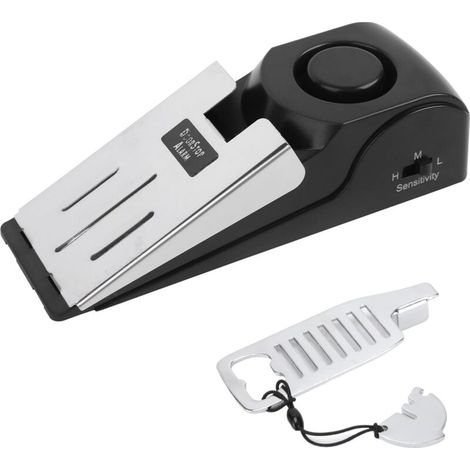 Verrou de porte portable et alarme d'arrêt de porte avec sirène puissante de 120 dB 3 niveaux de sensibilité au sol Cale-porte Protection de sécurité supplémentaire (1/5)