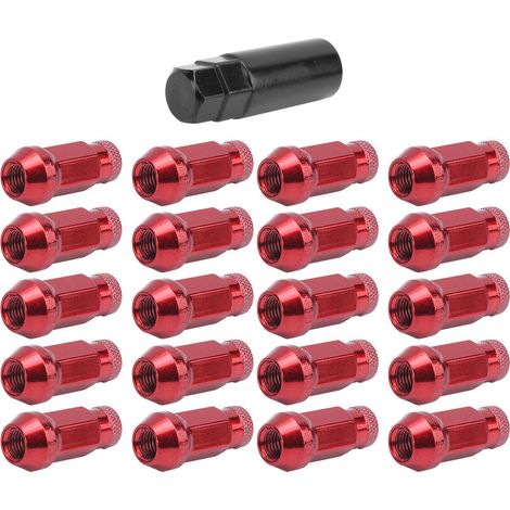 Jeffergarden 20pcs écrous de roue 50BV30 acier allié M12x1.5 filetage haute résistance rouge remplacement pour Mazda