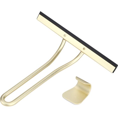 Raclette De Verre Et Essuie-Glace En Aluminium Pour Salle De Bain Et Fenêtre Avec Crochet De Rangement - 1 Pièce (1/5)