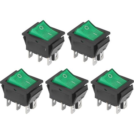 Interrupteur à Bascule 6 Broches ABS 50 Pièces, Marche Arrêt 2 Positions 125/250V, Kit pour Machines, Vert (1/5)