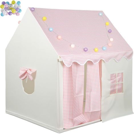 Tente d’intérieur Cache-Cache Rose pour Enfant, Une cabane à Montage Rapide sans Outil, avec lumières décoratives et Portes modulables pour Jouer, Lire et Faire la Sieste (1/5)