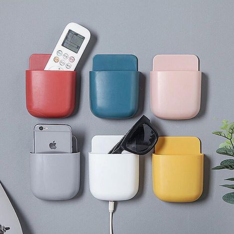 Lot de 6 Supports Télécommande Adhésifs Mural sans Perçage, Fixation Universelle pour Boîtiers Multimédia, Manettes, Smartphones, Support de Charge (1/5)