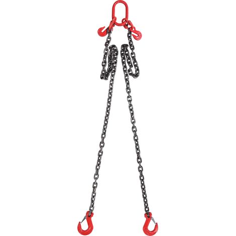 Mophorn Imbracatura a catena di sollevamento a 2 bracci con ganci e regolatori, 10mm x 180cm, capacita di carico 5000kg, grado 80, per carrello elevatore, paranco a motore,banchina, cantiere, fabbrica (1/5)