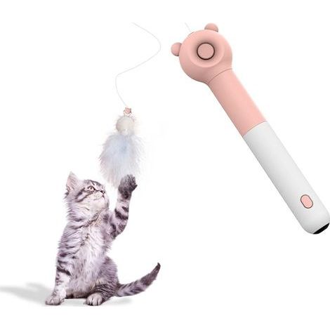 Jouets Interactifs pour Chat avec Pointeur LED, Interactif Jeu Chat Plume Rétractable Baguettes de Teaser Jouets pour l'Entraînement en Intérieur des Chats et des Chiens- (1/5)