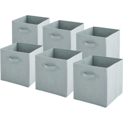 Lot de 6 Panier, Tissu Sauge, Pliable, Avec Poignée, Rangement Salon
