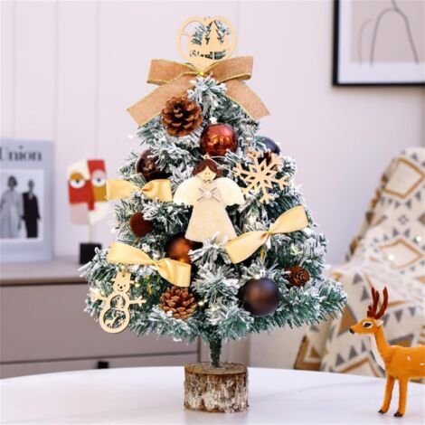 Brun, 45CM, Sapins de Noël, Sapin de Noel Miniature, Mini Sapin de Noël, pour Une décoration de fête de Noël, Mini Sapin et Ornements Sapin Artificiel pour Table Bureau Accueil Décoration