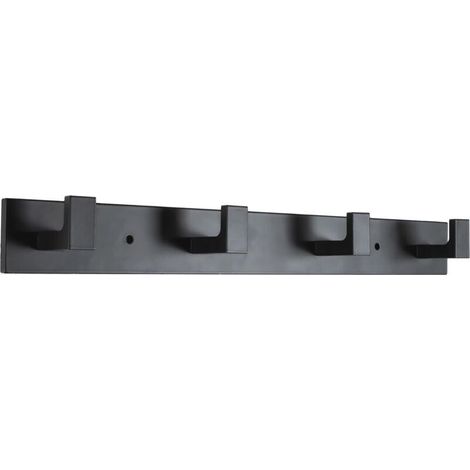 Wandgarderobe mit 4 Haken aus robustem Edelstahl, glänzend schwarz - KZQ