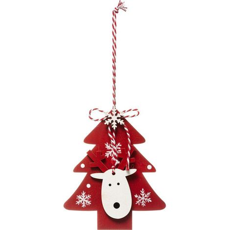 Sujet de Noël Sapin & Renne "Étoile" 21cm Rouge