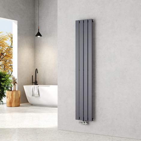 EMKE Radiateur eau chaude en acier, 160x30cm, Tube plat vertical monocouche, Convient pour 7,4 m² Anthracite 557W