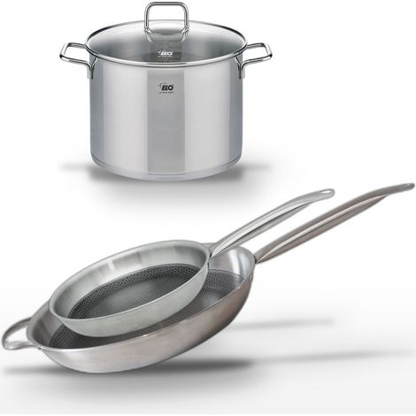 Lot Poêles 32cm & 28cm et Faitout 26cm Elo Relief Solution (1/5)