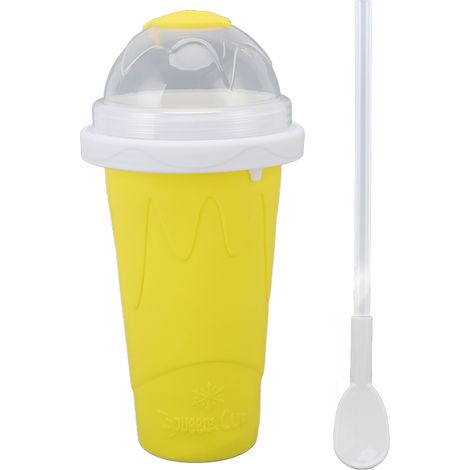 Ortviai Tasse à Smoothie Rapide en Silicone Alimentaire Jaune – 210 ml, Prête en 5 min sans mixeur ni glaçons (1/5)