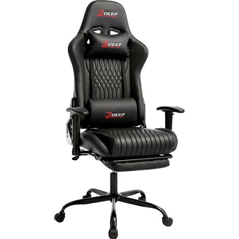 Hedo 100095 Gaming-Stuhl mit ausziehbarer Fußstütze Schwarz (5907184130705) (1/2)