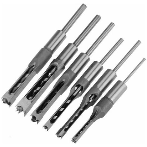 Tigrezy 6 Pcs Forets À Bois Trou Carré Mèches À Bédane Trou Carré En Acier Hrc48-50, Forets À Mortaise Outil Menuiserie Perceuse À Trou Carré Pour Travail Du Bois (1/5)