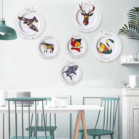 Lot de 20 - Portes Assiettes Murale Décorative En Acier Inoxydable Support Dorée Avec 20pcs Crochets Muraux Pour Suspendus - 8 pouces (1/5)