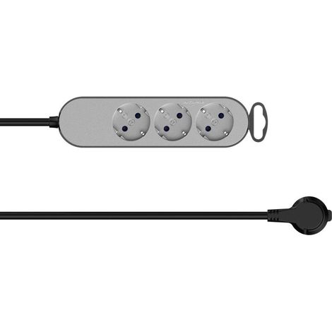 Unitec Steckdosenleiste 3-fach Greenline 1,8 m silber/anthrazit Steckdosenleiste