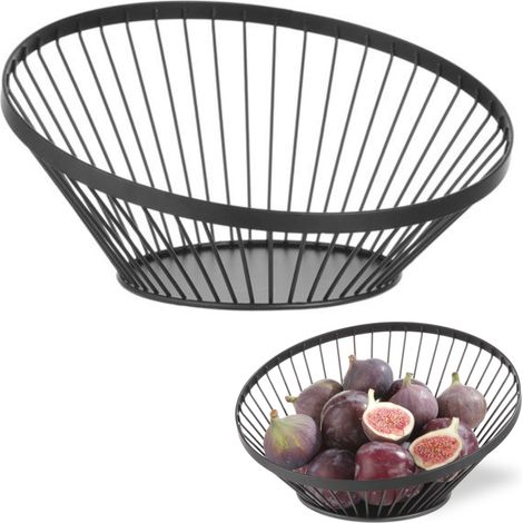 Fruttiera in filo metallico, nera, con finitura opaca, diametro 280 mm - Hendi 427088 (1/3)
