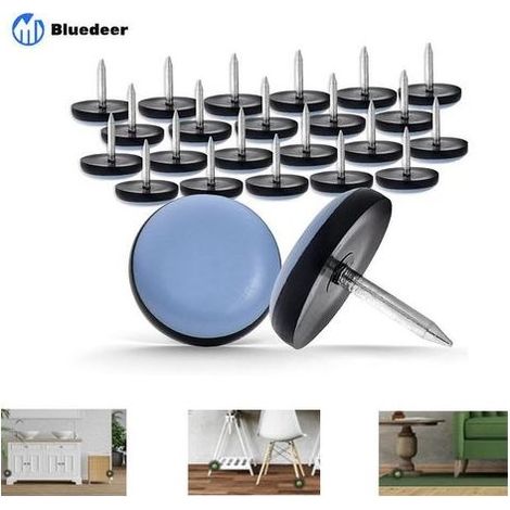 50 Pieces Patin Chair Teflon to Clouer 19mm Round Pads of Furniture in Teflon Patin of Chair with Clou Teflon Pads of Chair Felt to clouer for Chair Sofa Desk Table with clou - Bluedeer (1/4)