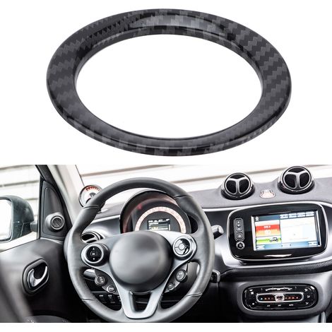 Modification de voiture : Anneau décoratif d'emblème de volant pour Smart Fortwo/Forfour 453 (2015-2021) avec texture fibre de carbone (1/5)