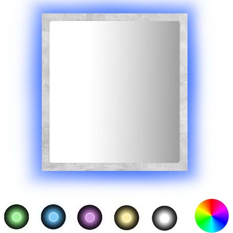 Miroir à LED Luxueux, Miroir pour salle de bain, Gris béton 40x8,5x37 cm Aggloméré OIB9623E (1/5)