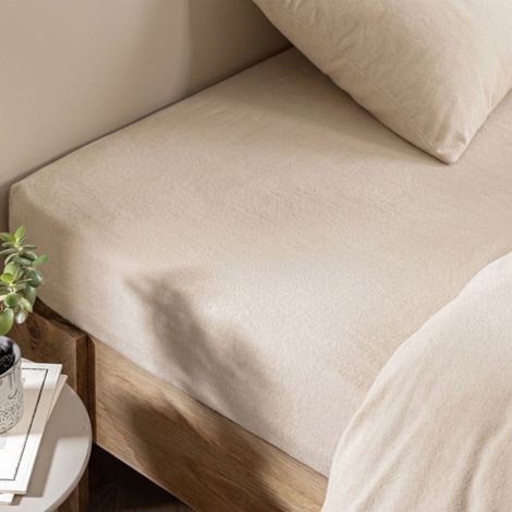 Drap housse 140x190 flanelle écru Terre de Nuit (1/2)