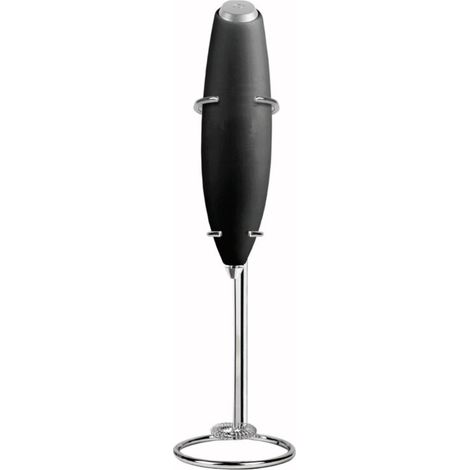 Mousseur à lait portable – support inclus – acier inoxydable – noir