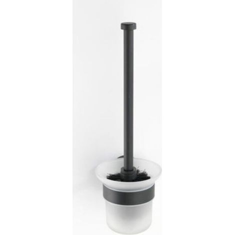 Brosse WC murale - Nosheir - Noir mat - Acier inoxydable - Verre satiné amovible - Fixation murale (1/4)