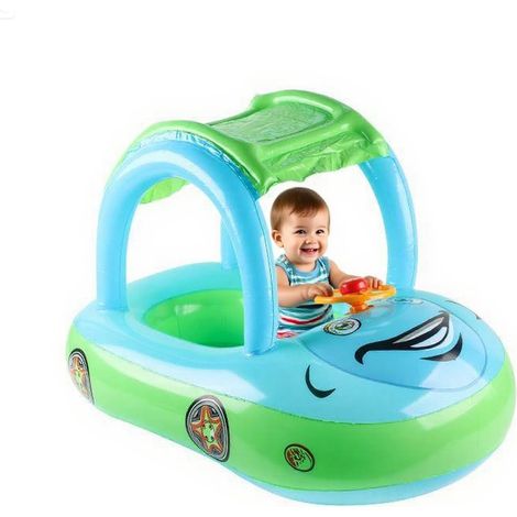 Toddler Floats For Pool - Zwemring Opblaasbare Autovormige Zwemtrainer Van PVC Materiaal Met Afneembare Zonnekap Voor (1/5)