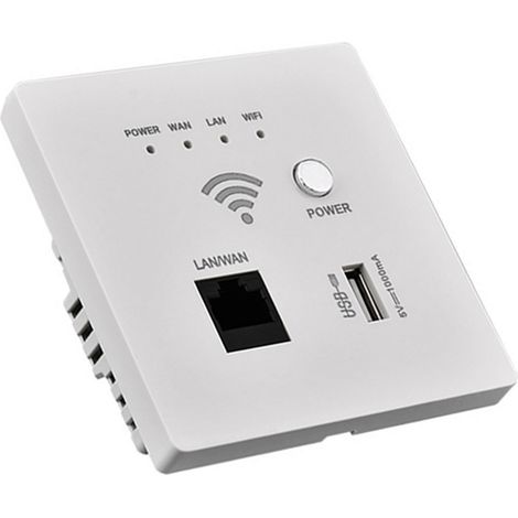 Routeur WiFi encastrable 300M point d'accès sans fil avec prise USB de recharge, fixation murale, chiffrement WPS