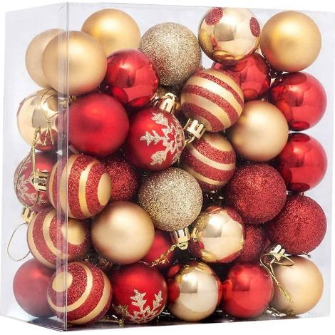 50 Pcs Christmas Plated Balls Gold Christmas Tree Ornaments Christmas Tree Hanging Balls Christmas Hanging Ornaments Decorative Star Heart Balls D (1/5)