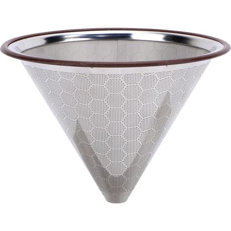 Verser sur le goutteur de café, filtre à café en acier inoxydable, filtre à café à cône métallique réutilisable sans papier avec boucle en caoutchouc (1/5)