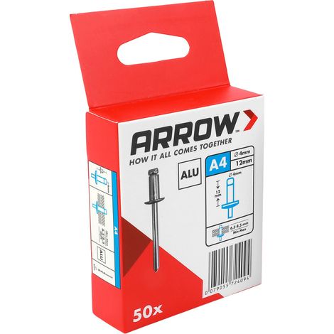 Arrow Blindniete Typ RA Ø 4 x 12 mm Aluminium 50 Stück (1/3)
