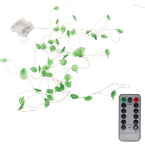Lichterkette in Form eines vierblättrigen Kleeblatts, 50 LED-Perlen, handgefertigte dekorative Girlande, ideal für Indoor-Partys, 5 Meter lang. (1/4)