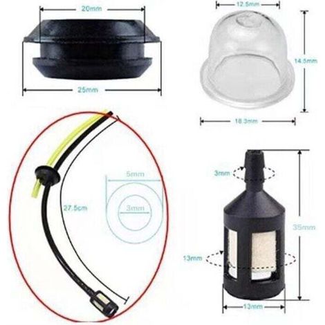 2 juegos de filtro de combustible universal, junta de conexión de manguera para líneas de combustible de cortacésped, filtro de combustible para tanque de línea de combustible, línea de combustible de (1/4)