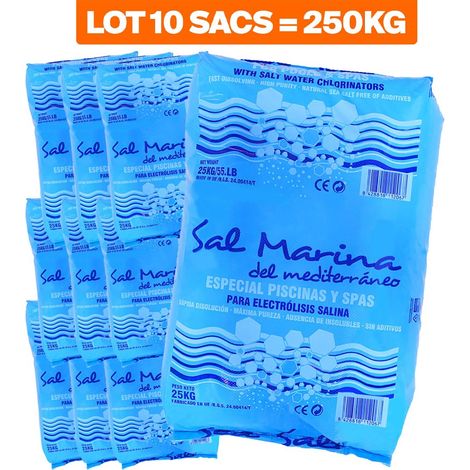 LOT DE 10 SACS 25KG SEL FIN SPÉCIAL PISCINE DISSOLUTION RAPIDE