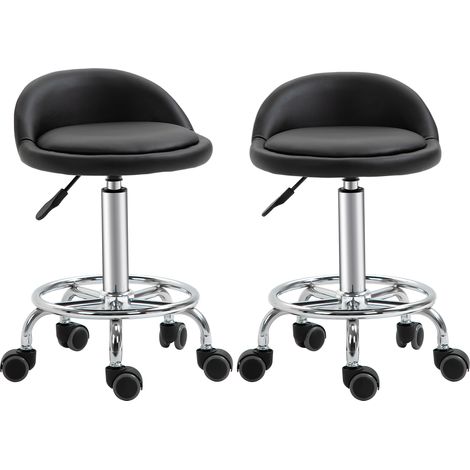 Set mit 2 Drehhockern mit Rollen, höhenverstellbar, Kunstleder, 38 x 38 x 57–72 cm (1/5)