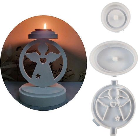 Lot de 3 moules pour bougeoirs féeriques avec base ronde (1/4)