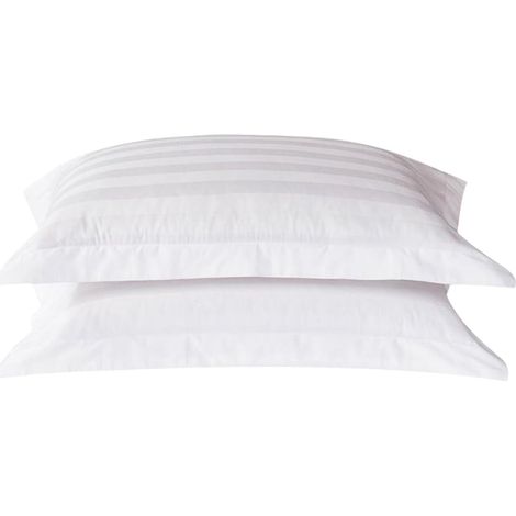 Lot de 2 Taies d'oreiller en Coton 100% Pur, Blanc Satiné Jacquard 50x80 Cm, Housses pour Maison D'hôtes et Hôtel, Literie Confortable et Facile d'entretien (1/5)