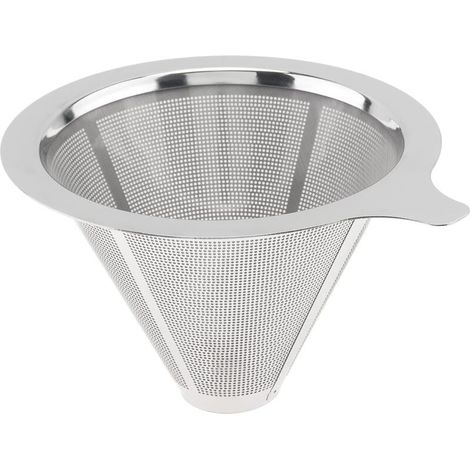 Verser sur le goutteur de café en acier inoxydable, Filtre à café réutilisable sans papier, Cafetière réutilisable à une tasse à cône en métal (1-2 tasses)
