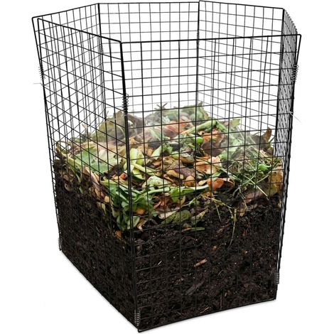 Relaxdays steel wire compost bin, garden composter, panel HxW: 100 x 50 cm, hexagonal, black (1/5)