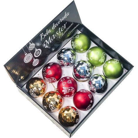Ensemble de boules de Noël, décorations de Noël, ornements pour sapin, cadeaux (12 pièces, 8 cm) (1/5)