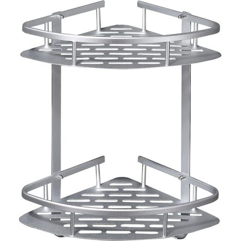 Etagere Douche Sans Percage, Etagere Salle de Bain Aluminium, Rangement Douche Antirouille, Etagere Angle Salle de Bain avec 2 crochets