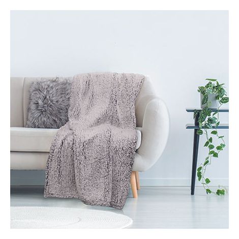 Plaid 120x150 cm en tissu sherpa gris