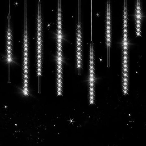 Guirlande lumineuse LED 8,6 m 480 LED effet pluie de météorites gouttes diamants stalactite IP 44 intérieur extérieur Noël - modèle au choix Blanc (1/5)