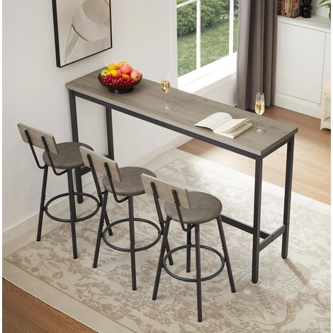 CHICFURN Tavolo da pranzo 110x60 cm in melaminico effetto naturale e bianco, 2 panche salvaspazio (1/5)