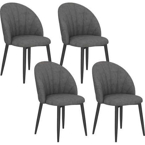 Lot 4 chaises repas velours sans accoudoirs pieds acier cuisine salle à manger gris (1/5)