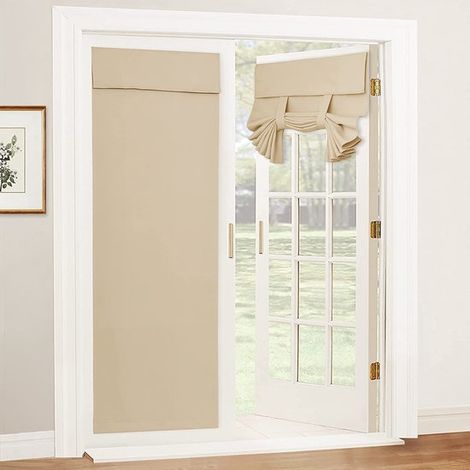 Rideaux à panneaux pour portes-fenêtres, rideaux isolants pour portes et fenêtres, rideaux occultants, pour panneaux lumineux, portes de balcon, 66 x 173 cm, blanc cassé (1/5)