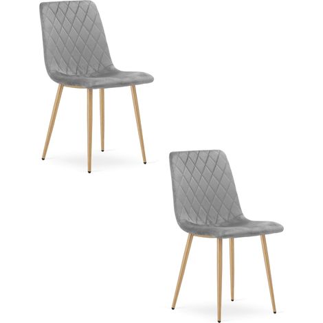 Silla Turín - terciopelo gris claro / patas color madera x 2 (1/5)
