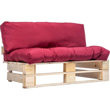 Canapé de jardin palette avec coussins-Salon de jardin Sofa extérieur rouge Pinède 662172 (1/5)