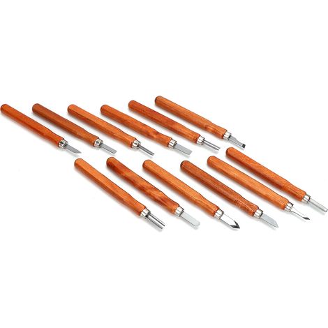 Ensemble de 12 couteaux à sculpter en imitation acajou pour le travail du bois et l'industrie