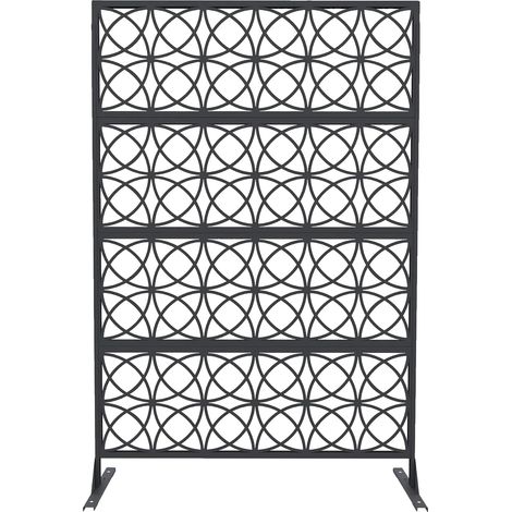 Pantalla de privacidad, diseño geométrico cortado con láser, construcción resistente a la intemperie, E-Black-Silver (1/2)